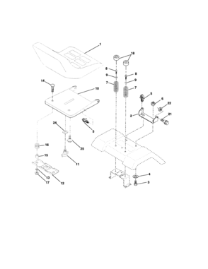 Seat Assembly Diagram and Parts List for 917272248  Craftsman Lawn Tractor