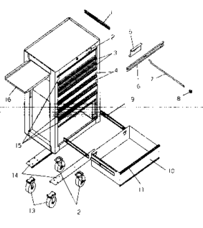 Chest Diagram and Parts List for 706659132  Craftsman Tool Stand & Cart