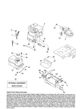 Engine Diagram and Parts List for 917288190  Craftsman Lawn Tractor