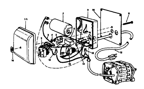 Motor & Control Box Assembly Diagram and Parts List for 11324130  Craftsman Power Motor