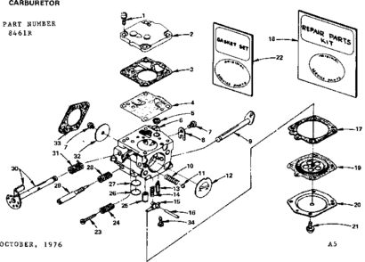 Replacement Parts Diagram and Parts List for 9178461R  Craftsman Lawn Mower