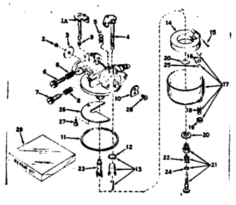 Carburetor Diagram and Parts List for 143147022  Craftsman Engine