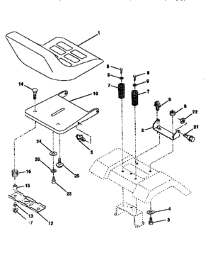 Seat Assembly Diagram and Parts List for 917252511  Craftsman Lawn Tractor