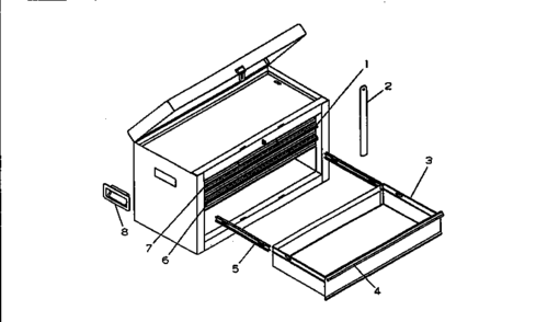 6 Drawer Chest Diagram and Parts List for 706658170  Craftsman Tool Stand & Cart