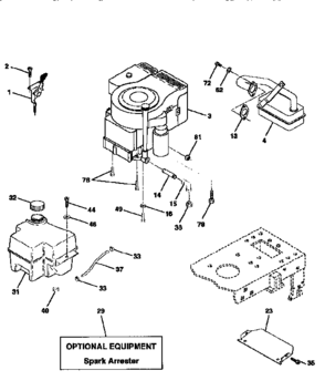 Engine Diagram and Parts List for 25995  Craftsman Lawn Tractor