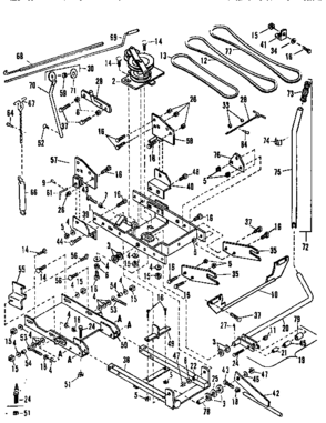 Main Frame Diagram and Parts List for 842240562  Craftsman Snow Blower