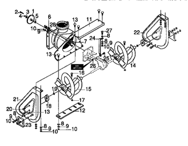 Auger Housing Diagram and Parts List for 536886360  Craftsman Snow Blower