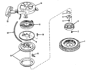 Rewind Starter Diagram and Parts List for 143524061  Craftsman Engine