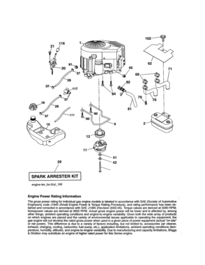 Engine Diagram and Parts List for 917204021  Craftsman Lawn Tractor