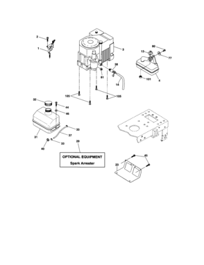 Engine Diagram and Parts List for 917273170  Craftsman Lawn Tractor