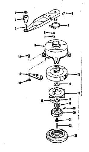 Ratchet Self Starter No. 30067 Diagram and Parts List for 143102130  Craftsman Engine
