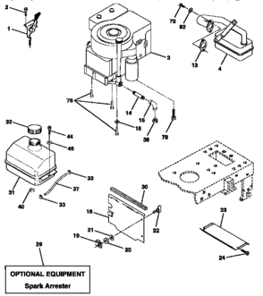 Engine Diagram and Parts List for 917257591  Craftsman Lawn Tractor