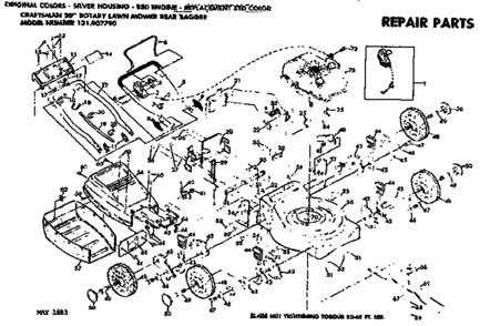 Replacement Parts Diagram and Parts List for 131907790  Craftsman Lawn Mower