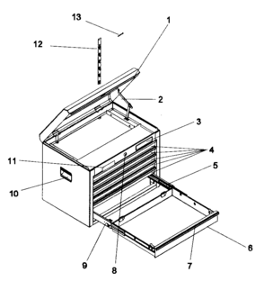 Tool Chest Diagram and Parts List for 706593893  Craftsman Tool Stand & Cart