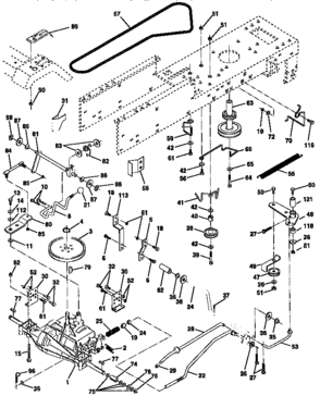 Drive Diagram and Parts List for 917258071  Craftsman Lawn Tractor