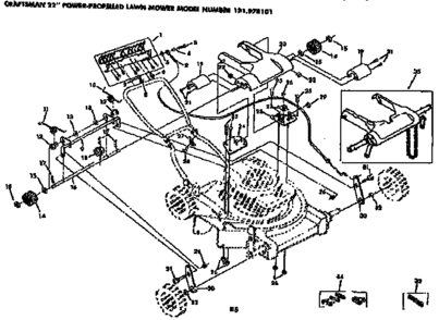 Drive Assembly Diagram and Parts List for 131978101  Craftsman Lawn Mower