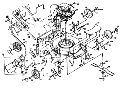 Replacement Parts Diagram and Parts List for 131921333  Craftsman Lawn Mower