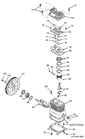 PUMP Diagram and Parts List for 919-15725 Type 1 Craftsman Compressor