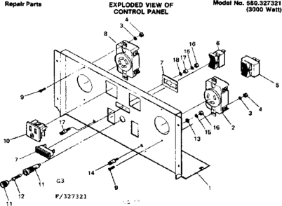 Control Panel 327321 Diagram and Parts List for 580327311  Craftsman Engine