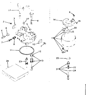 Carburetor Diagram and Parts List for 143609042  Craftsman Engine