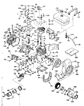 Basic Engine Diagram and Parts List for 143576102  Craftsman Engine