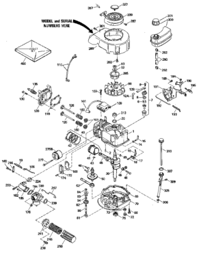 Replacement Parts Diagram and Parts List for 143414502  Craftsman Engine