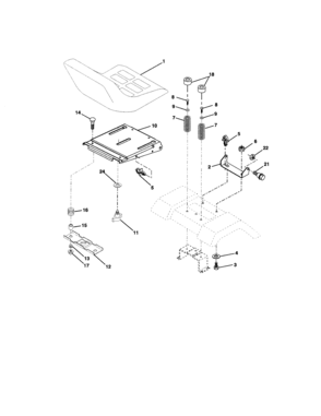Seat Assembly Diagram and Parts List for 917272481  Craftsman Lawn Tractor