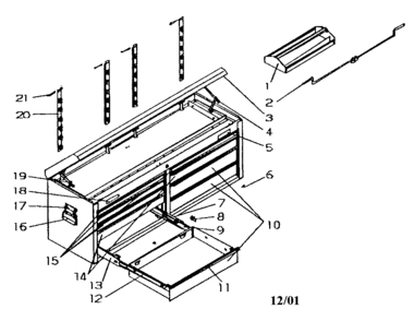 Tool Chest Diagram and Parts List for 706597290  Craftsman Tool Stand & Cart