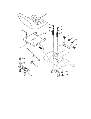 Seat Assembly Diagram and Parts List for 917271640  Craftsman Lawn Tractor