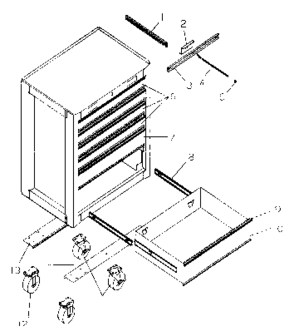 Cabinet Parts Diagram and Parts List for 706619552  Craftsman Tool Stand & Cart