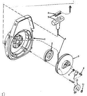 Shroud And Rewind Starter Diagram and Parts List for 917350711  Craftsman Chainsaw
