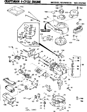 Replacement Parts Diagram and Parts List for 143314182  Craftsman Engine