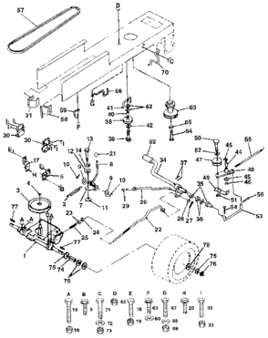 Drive Diagram and Parts List for 917255470  Craftsman Lawn Tractor