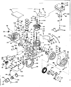 Basic Engine Diagram and Parts List for 143614142  Craftsman Engine
