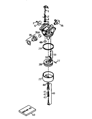 Carburetor 632604 (71/143) Diagram and Parts List for 143963503  Craftsman Engine