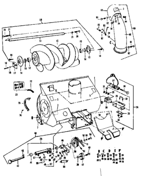Auger  Assembly Diagram and Parts List for 842240621  Craftsman Snow Blower