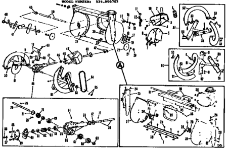 Auger Housing Assembly Diagram and Parts List for 536905702  Craftsman Snow Blower