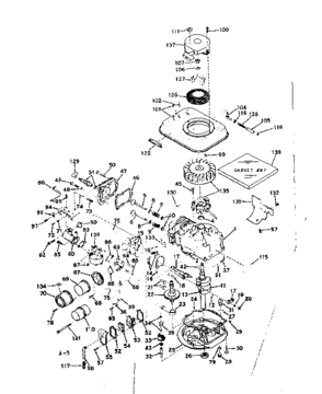 Basic Engine Diagram and Parts List for 143174182  Craftsman Engine