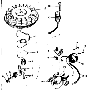 Magneto No. 610857 Diagram and Parts List for 143225012  Craftsman Engine