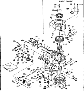 Basic Engine Diagram and Parts List for 143151162  Craftsman Engine