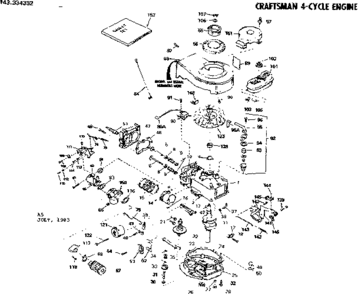 Replacement Parts Diagram and Parts List for 143334332  Craftsman Engine