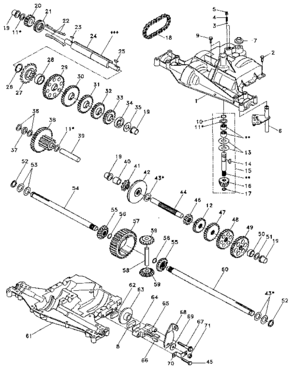 Transaxle Diagram and Parts List for 9174360-37  Craftsman Lawn Tractor