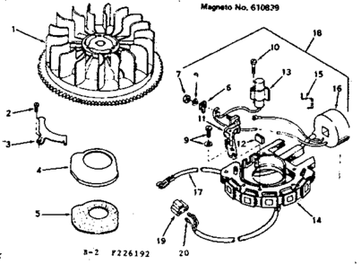 Magneto Diagram and Parts List for 143226192  Craftsman Engine