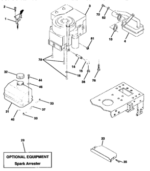 Engine Diagram and Parts List for 917270611  Craftsman Lawn Tractor