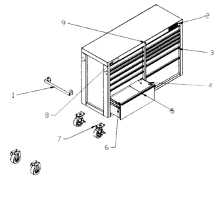 Tool Chest Diagram and Parts List for 706824940  Craftsman Tool Stand & Cart