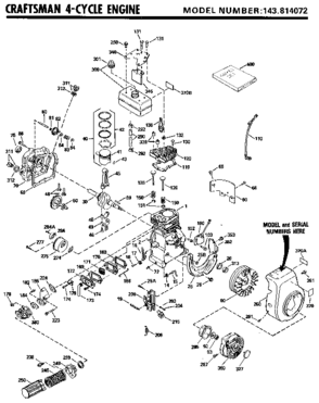 Craftsman 4-cycle Engine Diagram and Parts List for 143814072  Craftsman Engine