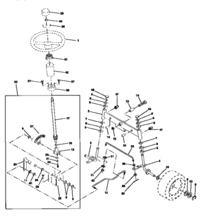 Steering Assembly Diagram and Parts List for 917256451  Craftsman Lawn Tractor