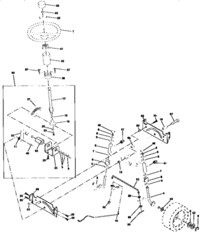 Steering Assembly Diagram and Parts List for 917258501  Craftsman Lawn Tractor