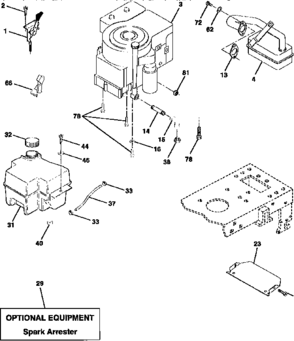 Engine Diagram and Parts List for 917259980  Craftsman Lawn Tractor