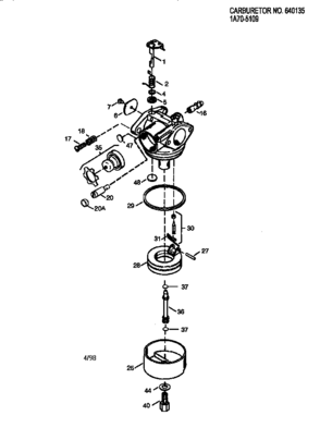 Carburetor 640135 Diagram and Parts List for 143986003  Craftsman Engine